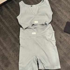 Women's Light Blue Bike Shorts Set